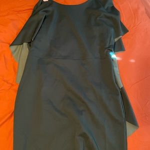 Green open back dress